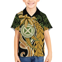 Wallis and Futuna Victory Day Family Matching Off Shoulder Short Dress and Hawaiian Shirt Since 1945 with Polynesian Platinum Floral Tribal LT9 Son's Shirt Red - Polynesian Pride