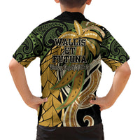 Wallis and Futuna Victory Day Family Matching Short Sleeve Bodycon Dress and Hawaiian Shirt Since 1945 with Polynesian Platinum Floral Tribal LT9 - Polynesian Pride