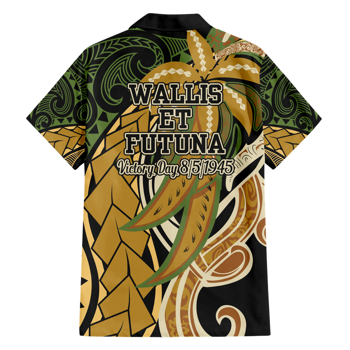 Wallis and Futuna Victory Day Family Matching Short Sleeve Bodycon Dress and Hawaiian Shirt Since 1945 with Polynesian Platinum Floral Tribal LT9 - Polynesian Pride