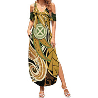 Wallis and Futuna Victory Day Family Matching Summer Maxi Dress and Hawaiian Shirt Since 1945 with Polynesian Platinum Floral Tribal LT9 Mom's Dress Red - Polynesian Pride