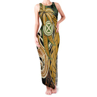 Wallis and Futuna Victory Day Family Matching Tank Maxi Dress and Hawaiian Shirt Since 1945 with Polynesian Platinum Floral Tribal LT9 Mom's Dress Red - Polynesian Pride