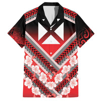 Personalised Wallis et Futuna Family Matching Short Sleeve Bodycon Dress and Hawaiian Shirt Hibiscus and Polynesian Tribal Tattoos LT9 Dad's Shirt - Short Sleeve Red - Polynesian Pride