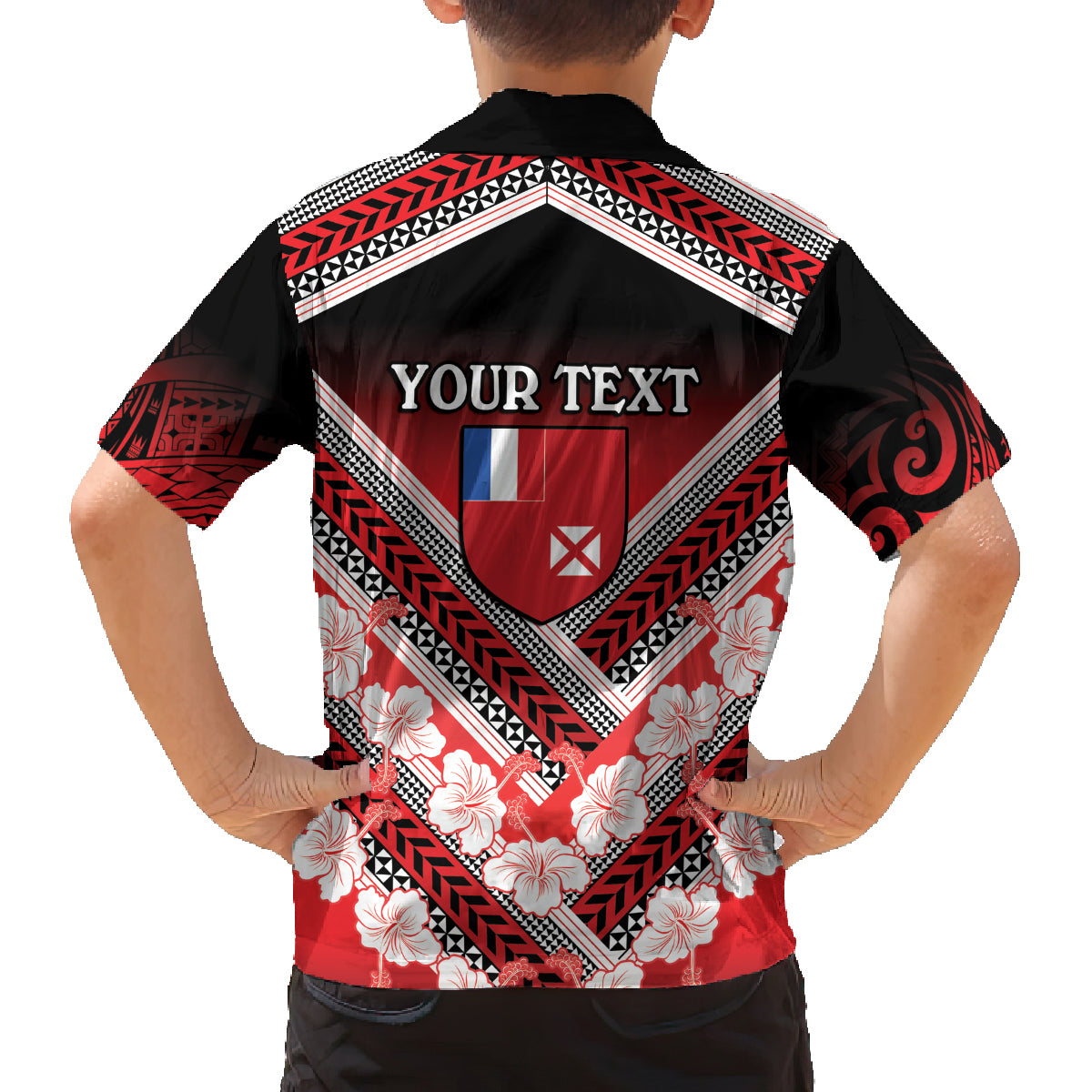 Personalised Wallis et Futuna Family Matching Tank Maxi Dress and Hawaiian Shirt Hibiscus and Polynesian Tribal Tattoos LT9 - Polynesian Pride