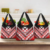 Personalised Wallis et Futuna Grocery Bag Hibiscus and Polynesian Tribal Tattoos