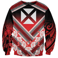 Personalised Wallis et Futuna Sweatshirt Hibiscus and Polynesian Tribal Tattoos