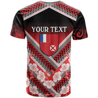 Personalised Wallis et Futuna T Shirt Hibiscus and Polynesian Tribal Tattoos