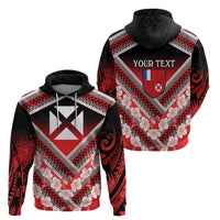Personalised Wallis et Futuna Zip Hoodie Hibiscus and Polynesian Tribal Tattoos