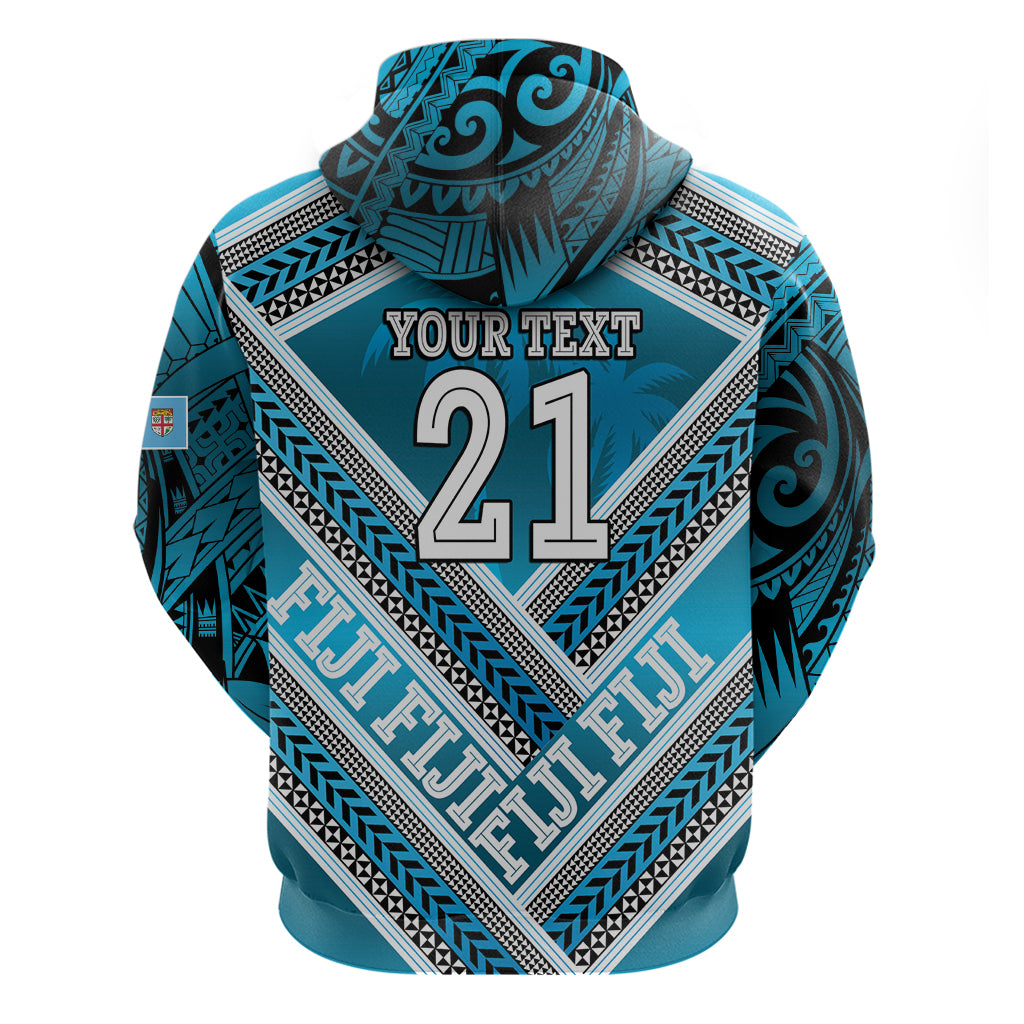 Custom Fiji Rugby Hoodie Fijian Warrior With Polynesian Tribal Tattoos