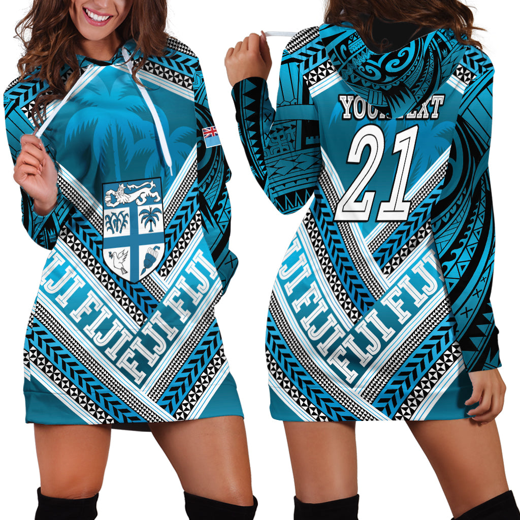 Custom Fiji Rugby Hoodie Dress Fijian Warrior With Polynesian Tribal Tattoos LT9 - Polynesian Pride