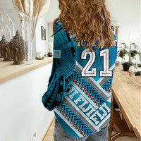 Custom Fiji Rugby Women Casual Shirt Fijian Warrior With Polynesian Tribal Tattoos LT9 - Polynesian Pride