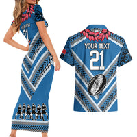 Custom Manuma Samoa Rugby Couples Matching Short Sleeve Bodycon Dress and Hawaiian Shirt Ula fala Samoan Siva Tau Tribal LT9 - Polynesian Pride