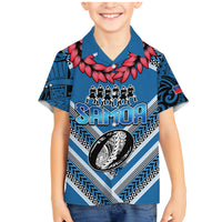 Custom Manuma Samoa Rugby Family Matching Mermaid Dress and Hawaiian Shirt Ula fala Samoan Siva Tau Tribal LT9 Son's Shirt Blue - Polynesian Pride