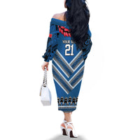 Custom Manuma Samoa Rugby Family Matching Off The Shoulder Long Sleeve Dress and Hawaiian Shirt Ula fala Samoan Siva Tau Tribal LT9 - Polynesian Pride