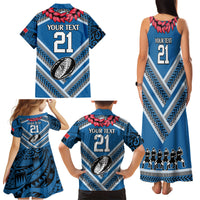 Custom Manuma Samoa Rugby Family Matching Tank Maxi Dress and Hawaiian Shirt Ula fala Samoan Siva Tau Tribal LT9 - Polynesian Pride