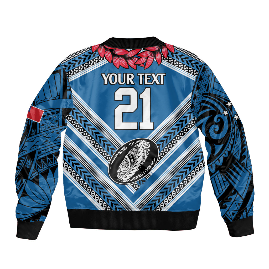 Custom Manuma Samoa Rugby Sleeve Zip Bomber Jacket Ula fala Samoan Siva Tau Tribal LT9 - Polynesian Pride