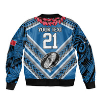 Custom Manuma Samoa Rugby Sleeve Zip Bomber Jacket Ula fala Samoan Siva Tau Tribal LT9 - Polynesian Pride