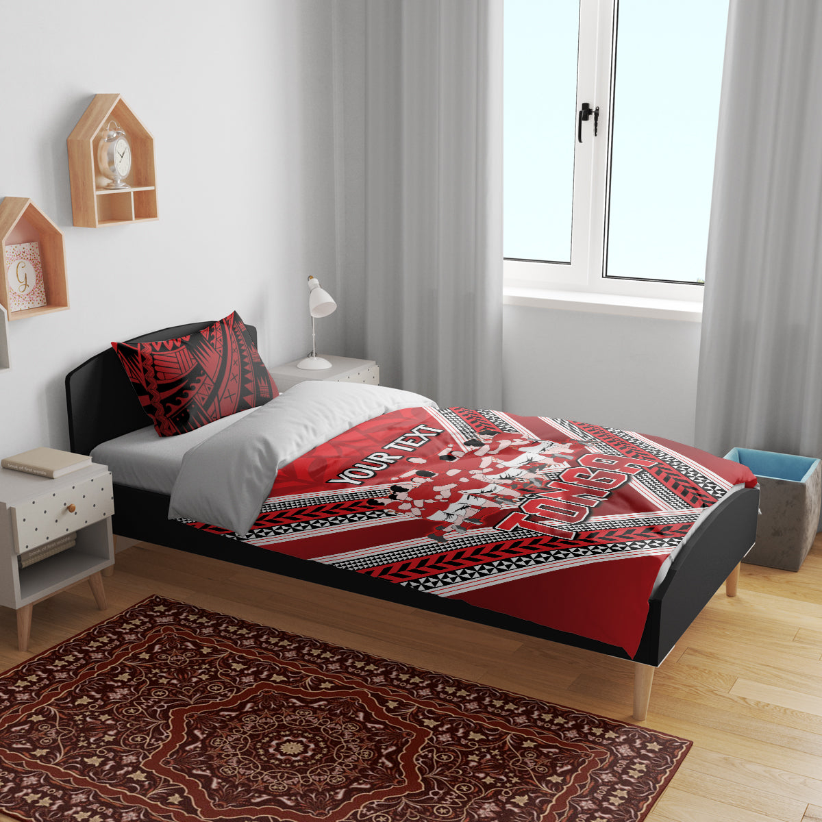 Custom Tonga Rugby Bedding Set Tonga Sipi Tau Ngatu Tribal Pattern