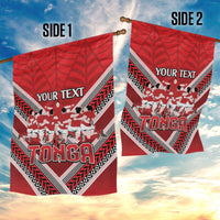 Custom Tonga Rugby Garden Flag Tonga Sipi Tau Ngatu Tribal Pattern