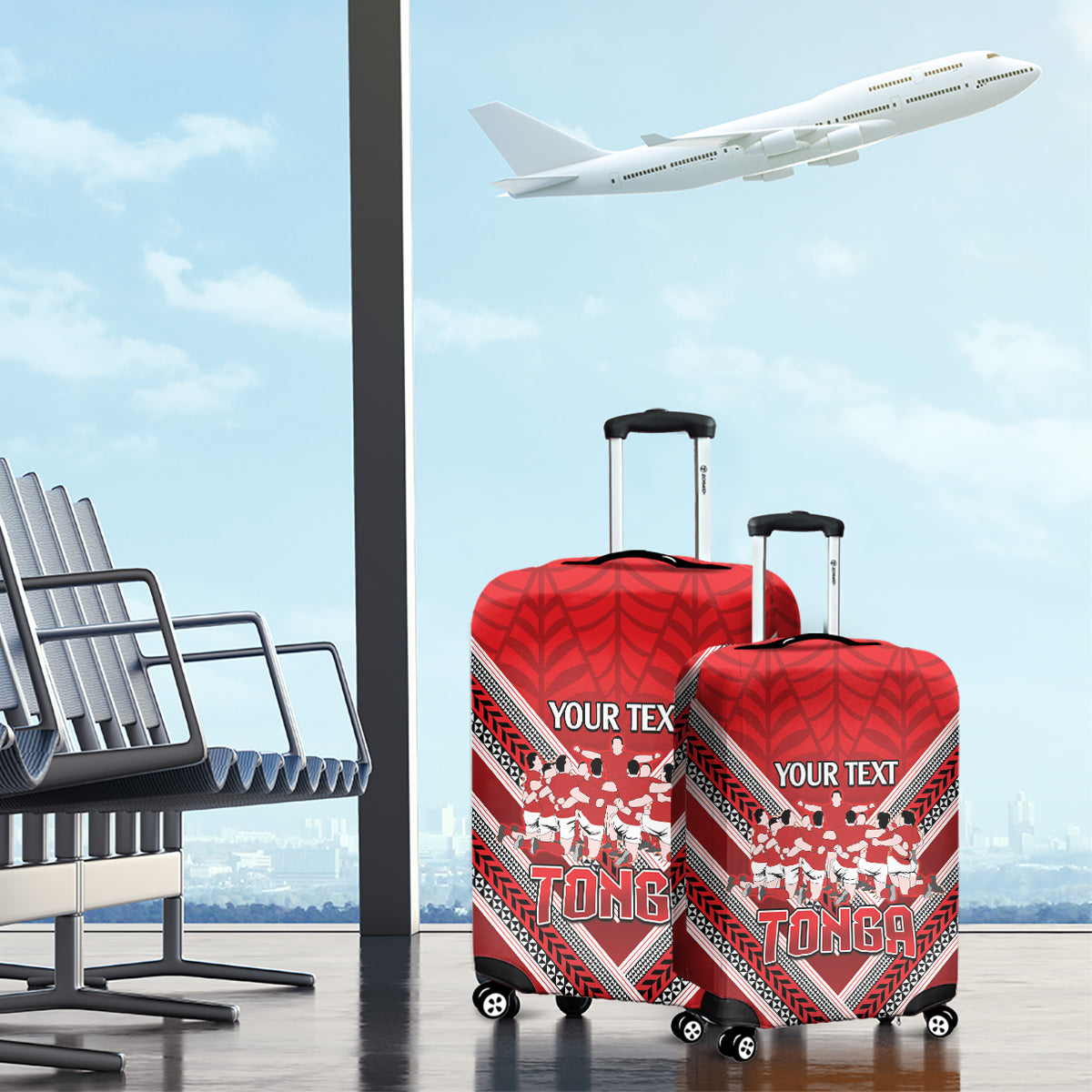 Custom Tonga Rugby Luggage Cover Tonga Sipi Tau Ngatu Tribal Pattern