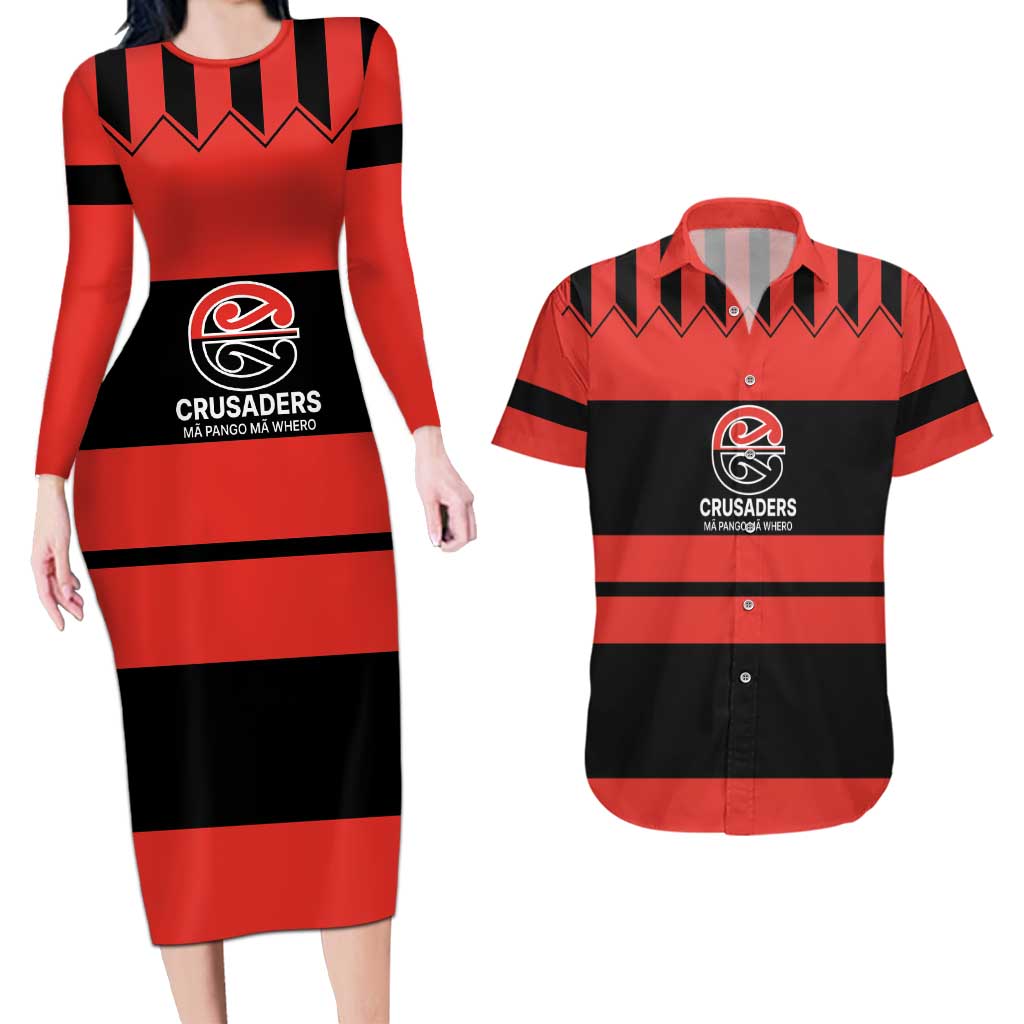 New Zealand Rugby Pacific Custom Couples Matching Long Sleeve Bodycon Dress and Hawaiian Shirt Whatumoana Classic Retro 2025 LT9 Red - Polynesian Pride