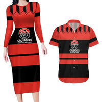 New Zealand Rugby Pacific Custom Couples Matching Long Sleeve Bodycon Dress and Hawaiian Shirt Whatumoana Classic Retro 2025 LT9 Red - Polynesian Pride