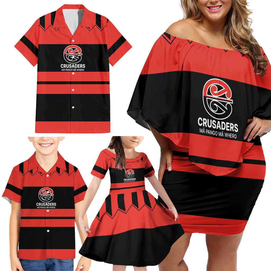 New Zealand Rugby Pacific Custom Family Matching Off Shoulder Short Dress and Hawaiian Shirt Whatumoana Classic Retro 2025 LT9 - Polynesian Pride