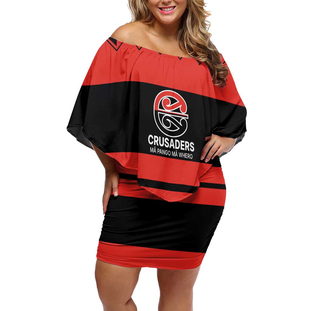 New Zealand Rugby Pacific Custom Family Matching Off Shoulder Short Dress and Hawaiian Shirt Whatumoana Classic Retro 2025 LT9 Mom's Dress Red - Polynesian Pride