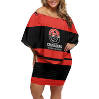 New Zealand Rugby Pacific Custom Family Matching Off Shoulder Short Dress and Hawaiian Shirt Whatumoana Classic Retro 2025 LT9 Mom's Dress Red - Polynesian Pride