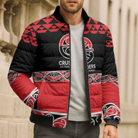 New Zealand Rugby Pacific Custom Bomber Puffer Jacket Whatumoana Maori Kowhaiwhai Pattern - Polynesian Pride