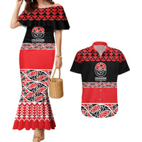 New Zealand Rugby Pacific Custom Couples Matching Mermaid Dress and Hawaiian Shirt Whatumoana Maori Kowhaiwhai Pattern LT9 Blue - Polynesian Pride