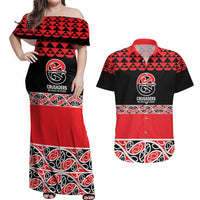 New Zealand Rugby Pacific Custom Couples Matching Off Shoulder Maxi Dress and Hawaiian Shirt Whatumoana Maori Kowhaiwhai Pattern LT9 Blue - Polynesian Pride