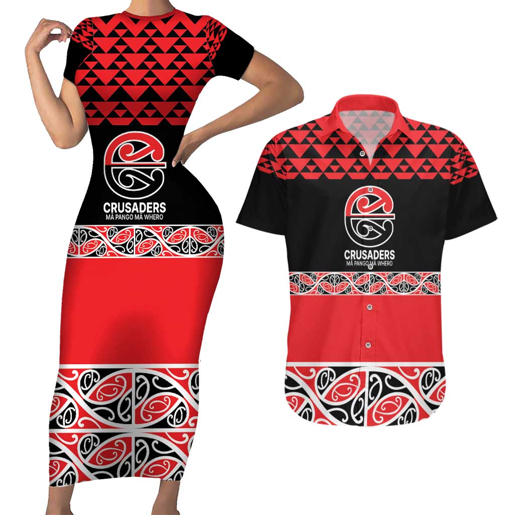 New Zealand Rugby Pacific Custom Couples Matching Short Sleeve Bodycon Dress and Hawaiian Shirt Whatumoana Maori Kowhaiwhai Pattern