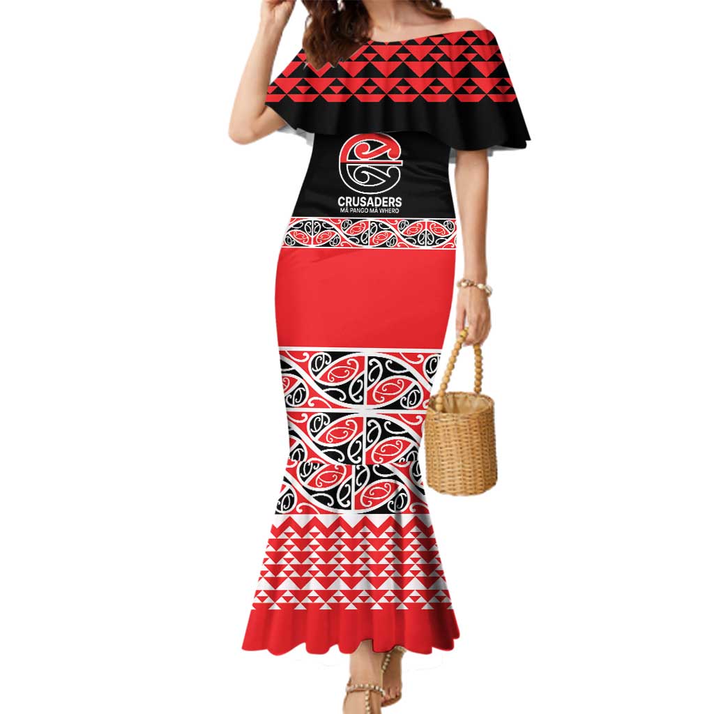 New Zealand Rugby Pacific Custom Family Matching Mermaid Dress and Hawaiian Shirt Whatumoana Maori Kowhaiwhai Pattern LT9 Mom's Dress Blue - Polynesian Pride