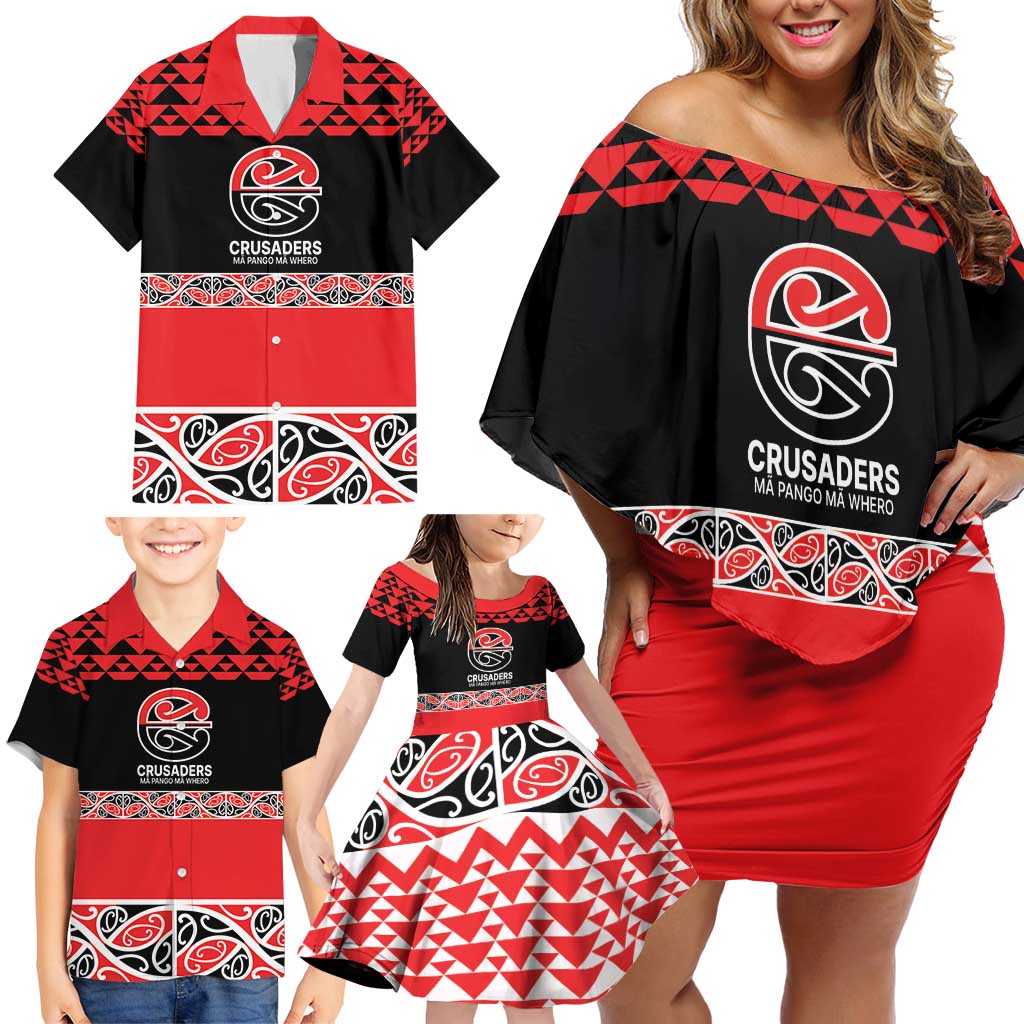 New Zealand Rugby Pacific Custom Family Matching Off Shoulder Short Dress and Hawaiian Shirt Whatumoana Maori Kowhaiwhai Pattern LT9 - Polynesian Pride