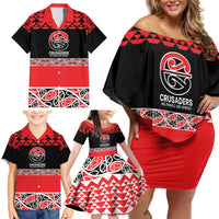 New Zealand Rugby Pacific Custom Family Matching Off Shoulder Short Dress and Hawaiian Shirt Whatumoana Maori Kowhaiwhai Pattern LT9 - Polynesian Pride