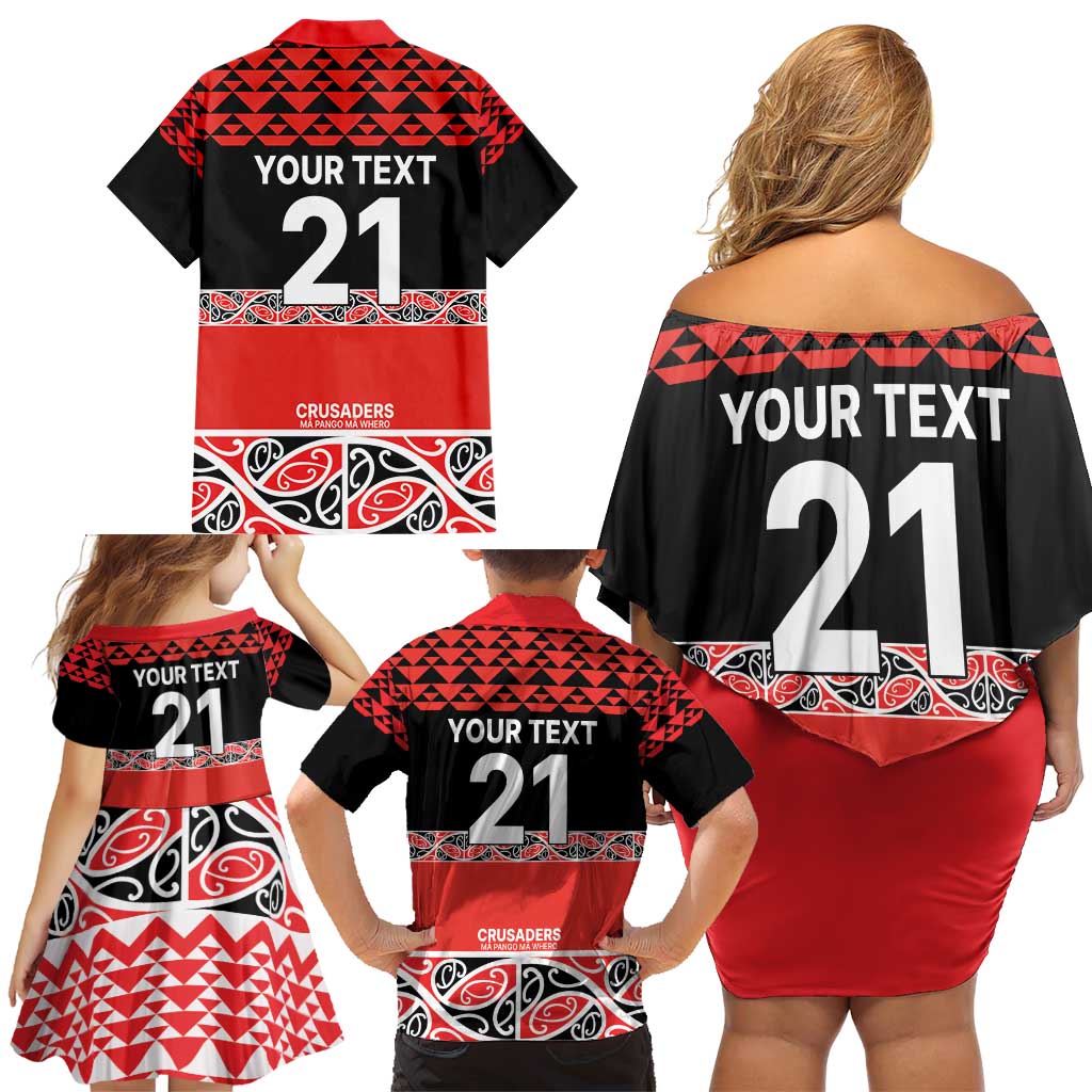 New Zealand Rugby Pacific Custom Family Matching Off Shoulder Short Dress and Hawaiian Shirt Whatumoana Maori Kowhaiwhai Pattern LT9 - Polynesian Pride