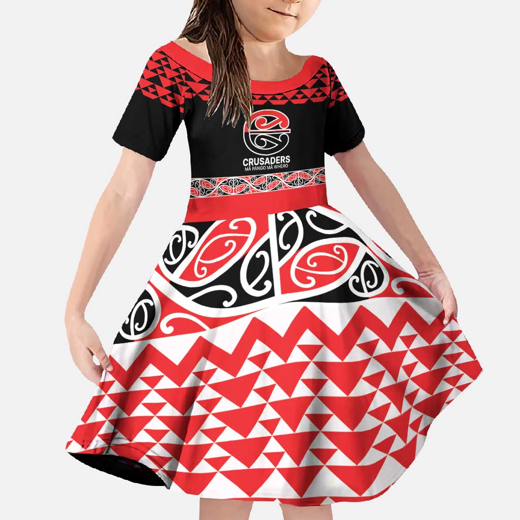 New Zealand Rugby Pacific Custom Family Matching Short Sleeve Bodycon Dress and Hawaiian Shirt Whatumoana Maori Kowhaiwhai Pattern LT9 Daughter's Dress Blue - Polynesian Pride