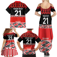 New Zealand Rugby Pacific Custom Family Matching Summer Maxi Dress and Hawaiian Shirt Whatumoana Maori Kowhaiwhai Pattern