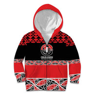 New Zealand Rugby Pacific Custom Kid Hoodie Whatumoana Maori Kowhaiwhai Pattern LT9 Zip Hoodie Blue - Polynesian Pride