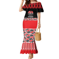 New Zealand Rugby Pacific Custom Mermaid Dress Whatumoana Maori Kowhaiwhai Pattern LT9 Women Blue - Polynesian Pride