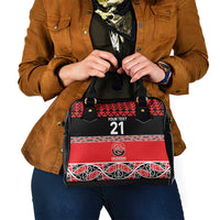 New Zealand Rugby Pacific Custom Shoulder Handbag Whatumoana Maori Kowhaiwhai Pattern