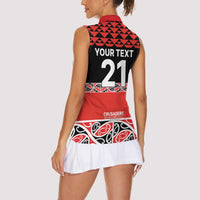 New Zealand Rugby Pacific Custom Women Sleeveless Polo Shirt Whatumoana Maori Kowhaiwhai Pattern