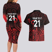 New Zealand Rugby Pacific Custom Couples Matching Long Sleeve Bodycon Dress and Hawaiian Shirt Whatumoana Maori Tribal Tattoo LT9 - Polynesian Pride