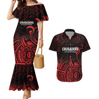 New Zealand Rugby Pacific Custom Couples Matching Mermaid Dress and Hawaiian Shirt Whatumoana Maori Tribal Tattoo LT9 Gold - Polynesian Pride