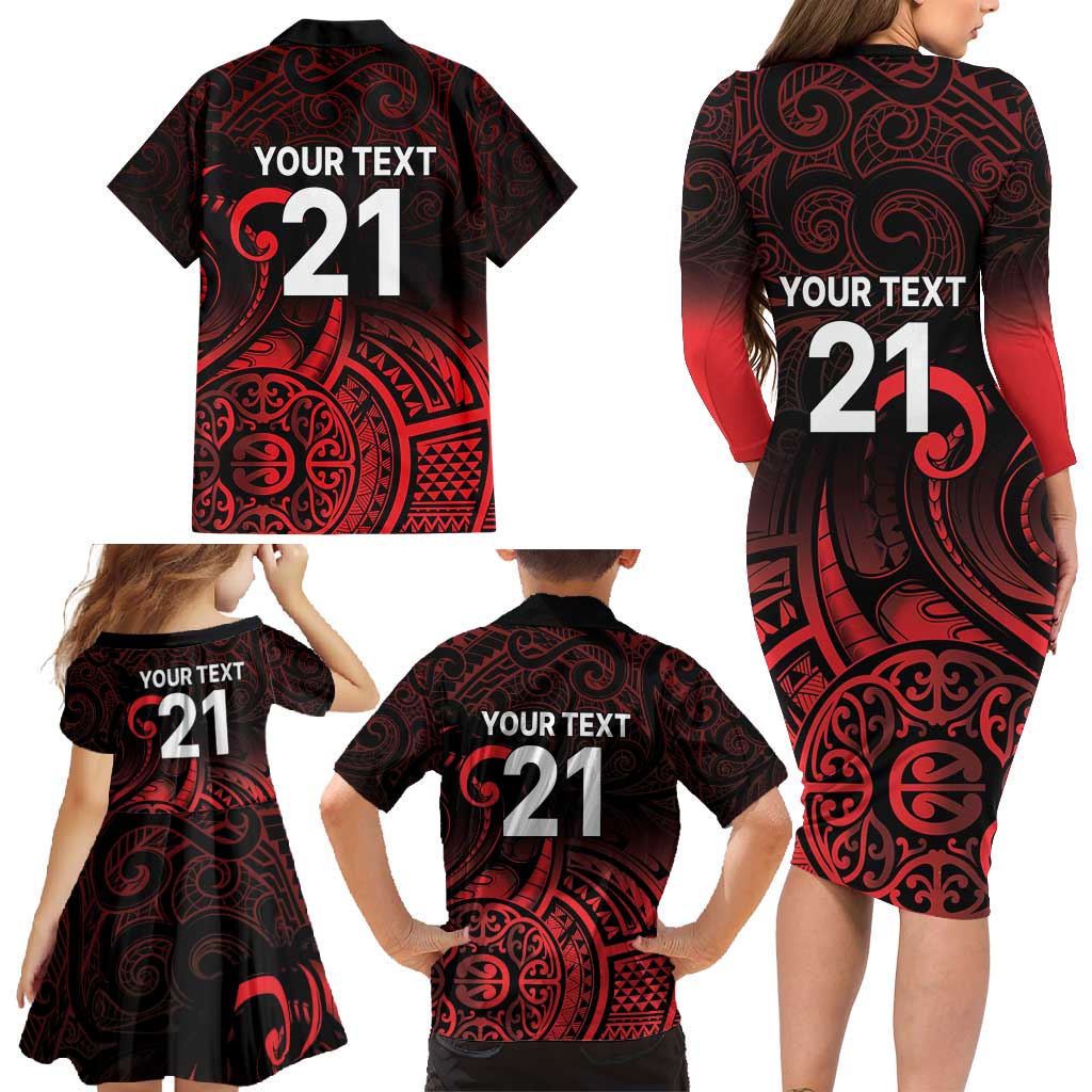 New Zealand Rugby Pacific Custom Family Matching Long Sleeve Bodycon Dress and Hawaiian Shirt Whatumoana Maori Tribal Tattoo LT9 - Polynesian Pride