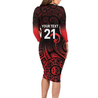 New Zealand Rugby Pacific Custom Family Matching Long Sleeve Bodycon Dress and Hawaiian Shirt Whatumoana Maori Tribal Tattoo LT9 - Polynesian Pride