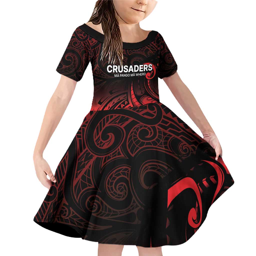New Zealand Rugby Pacific Custom Family Matching Off Shoulder Short Dress and Hawaiian Shirt Whatumoana Maori Tribal Tattoo LT9 Daughter's Dress Gold - Polynesian Pride
