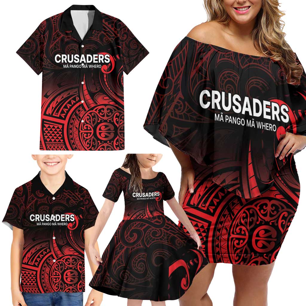 New Zealand Rugby Pacific Custom Family Matching Off Shoulder Short Dress and Hawaiian Shirt Whatumoana Maori Tribal Tattoo LT9 - Polynesian Pride