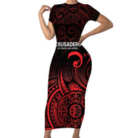 New Zealand Rugby Pacific Custom Family Matching Short Sleeve Bodycon Dress and Hawaiian Shirt Whatumoana Maori Tribal Tattoo LT9 Mom's Dress Gold - Polynesian Pride