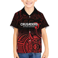 New Zealand Rugby Pacific Custom Family Matching Short Sleeve Bodycon Dress and Hawaiian Shirt Whatumoana Maori Tribal Tattoo LT9 Son's Shirt Gold - Polynesian Pride
